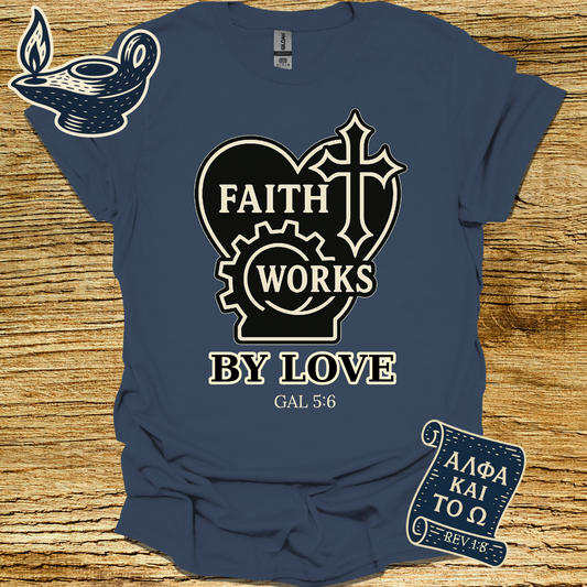 FAITH WORKS BY LOVE | Galatians 5:6 | Unisex Christian T-Shirt