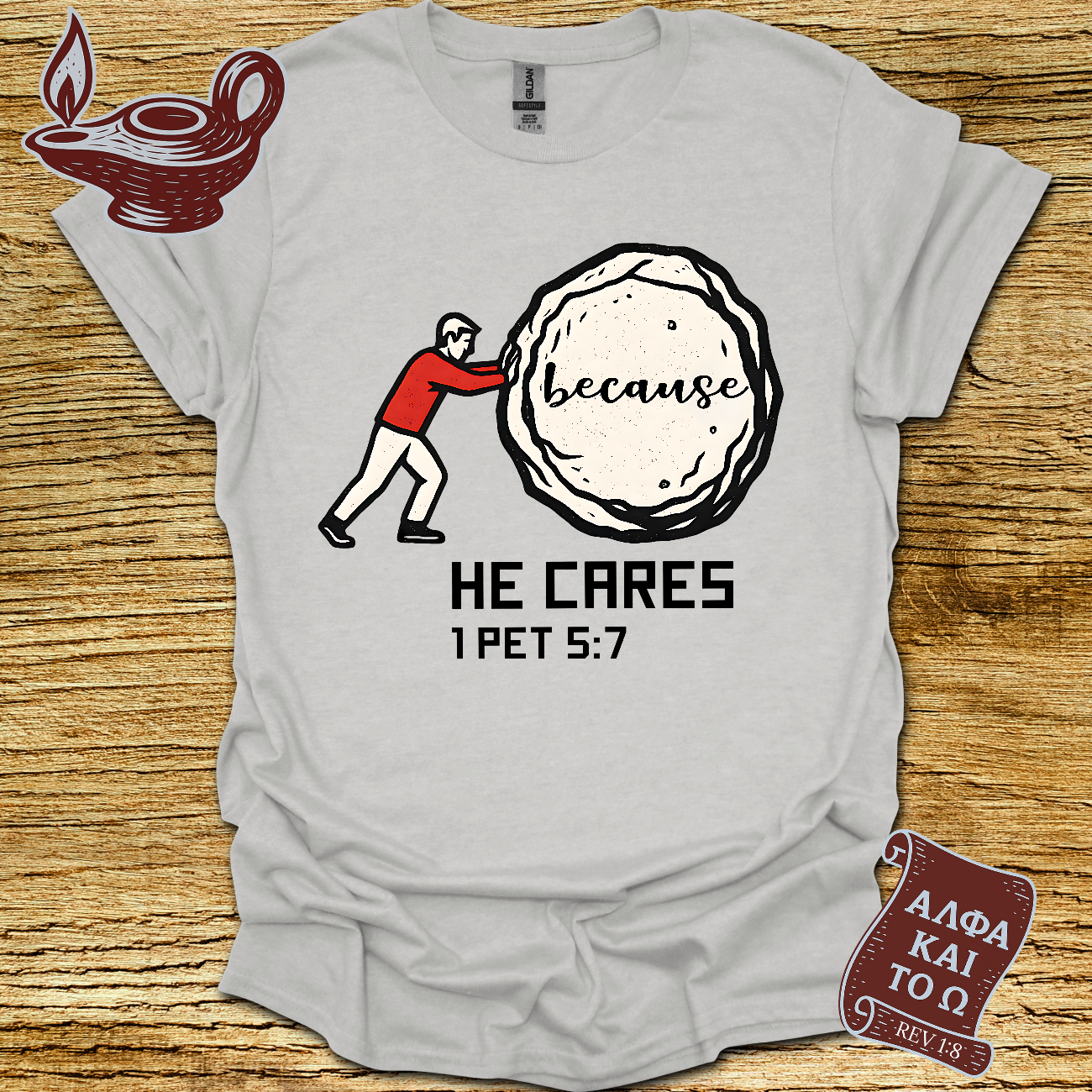 He Cares 1 Peter 5:7 T-Shirt