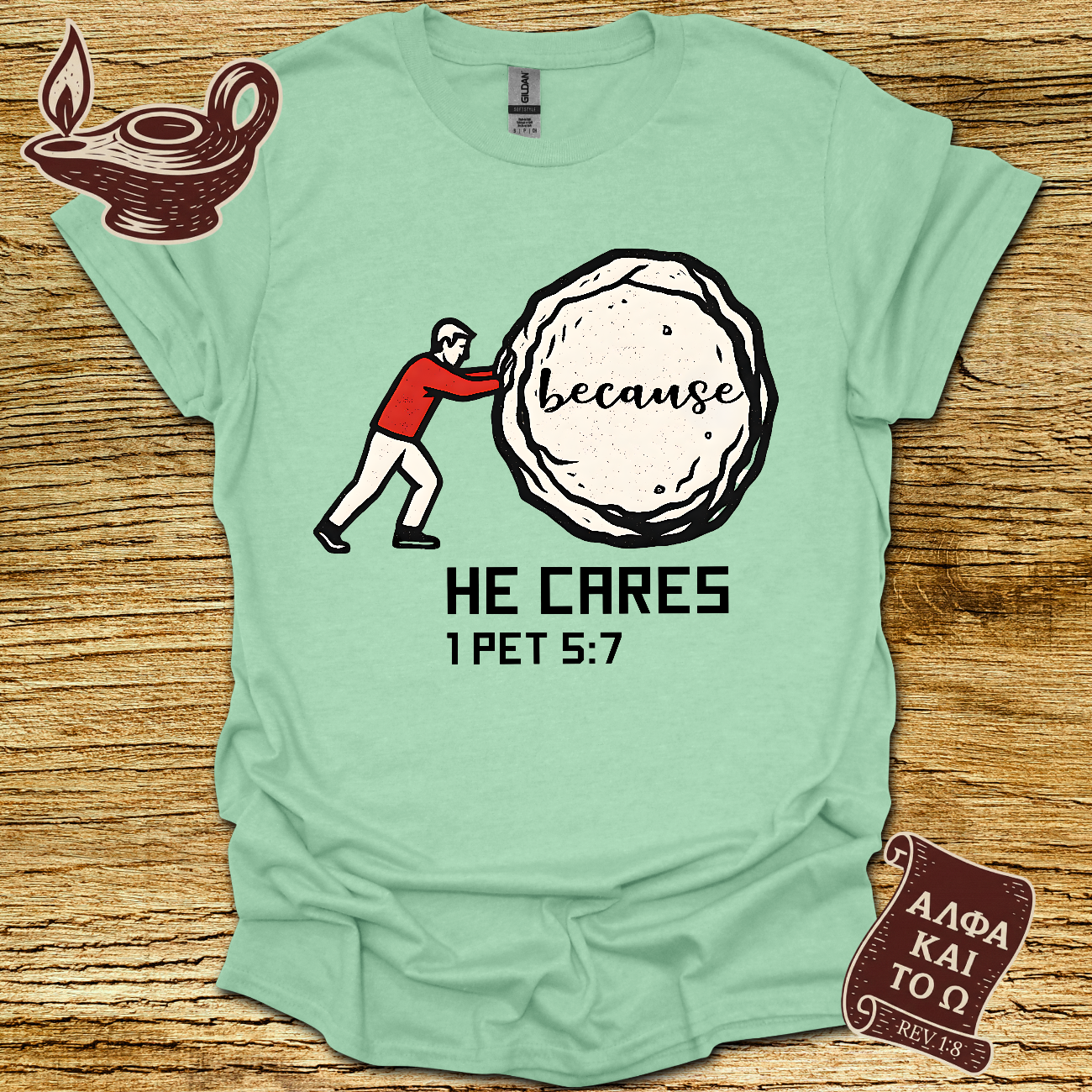 He Cares 1 Peter 5:7 T-Shirt