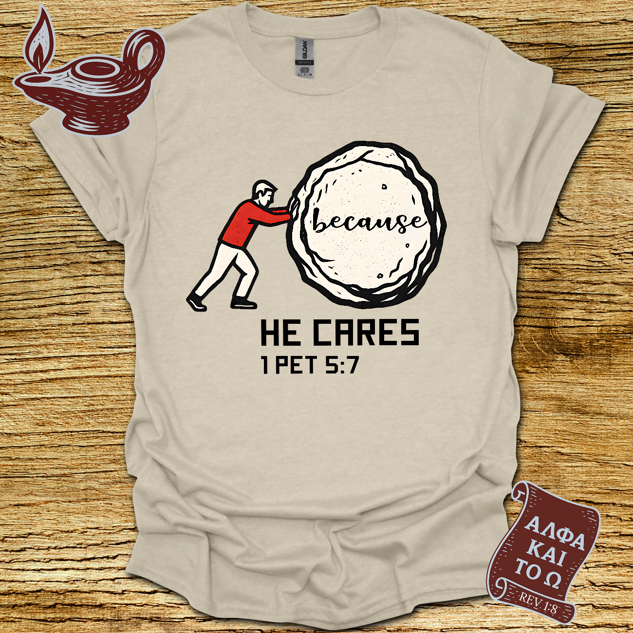 He Cares 1 Peter 5:7 T-Shirt